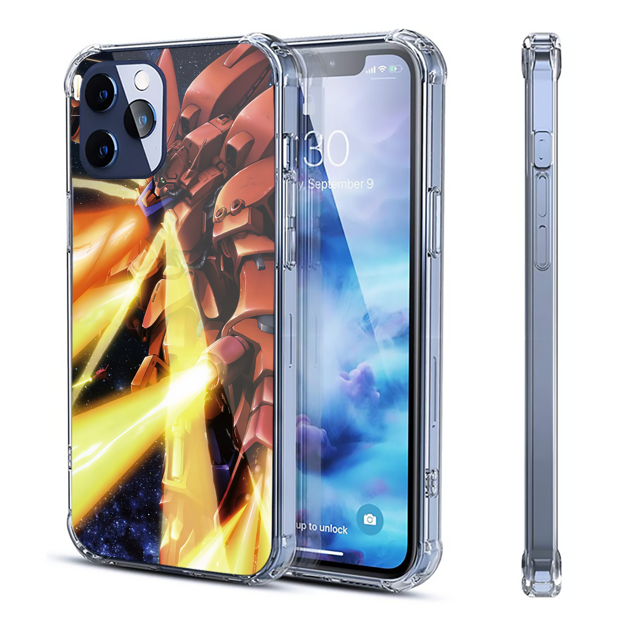 （画像用） 機動戦士ガンダム Mobile Suit Gundam 【iPhone 12シリーズ対応】透明スマホケース（クリアソフトケース）